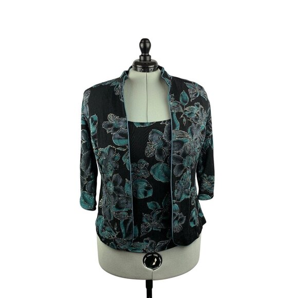 Alex Evenings 2-Piece Womens Floral Print Jacket & Tank Set 1X - Picture 1 of 9